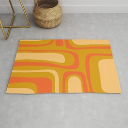 Palm Springs Mid Mod Abstract Tangerine Orange and Mustard Ochre Area & Throw Rug