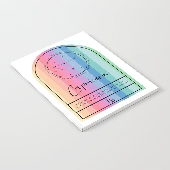 Capricorn Zodiac | Rainbow Stripe Notebook