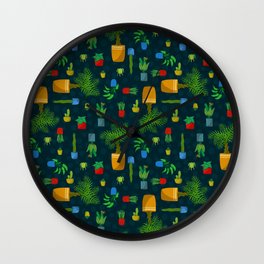 Potted Plants Dark Wall Clock