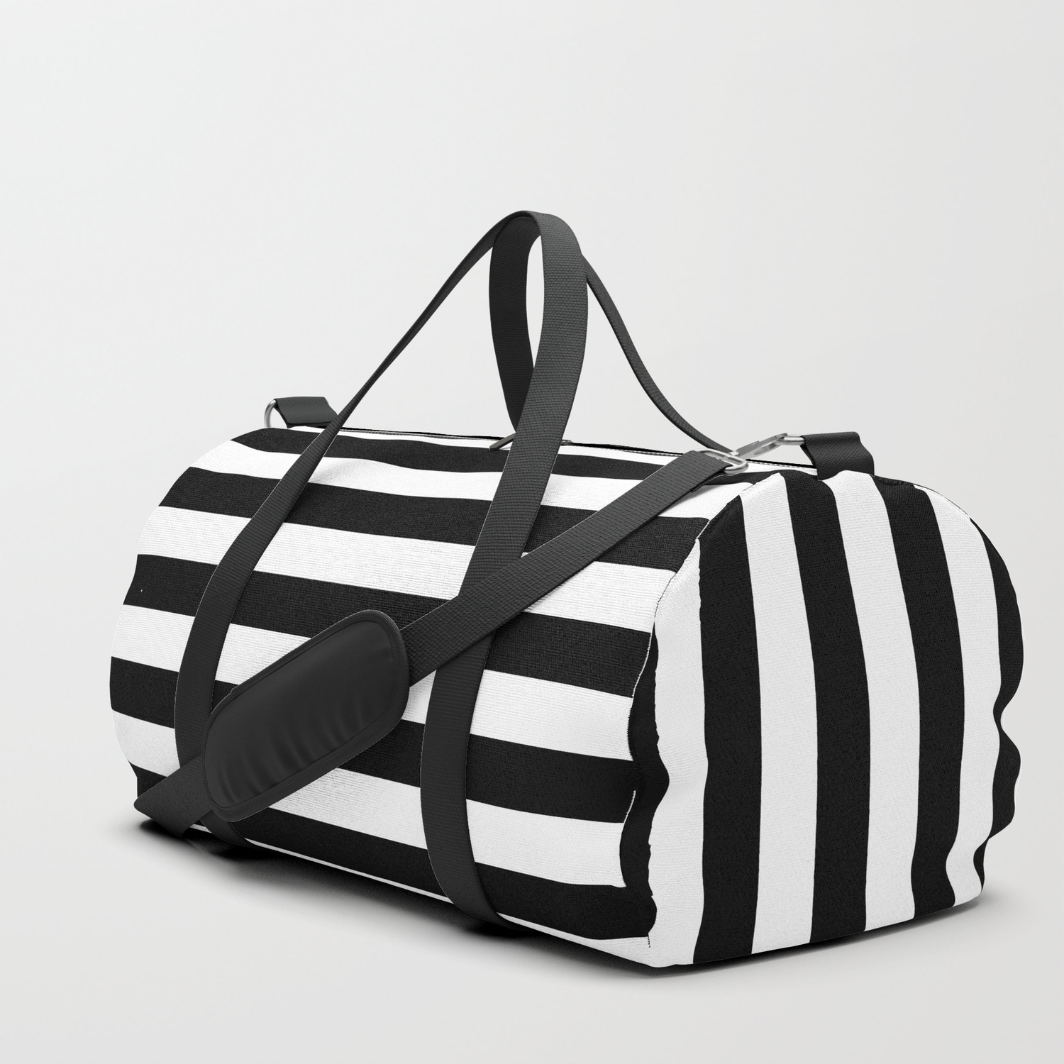black and white striped luggage