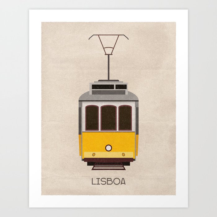 Travel poster of Lisbon tram in Portugal Art Print