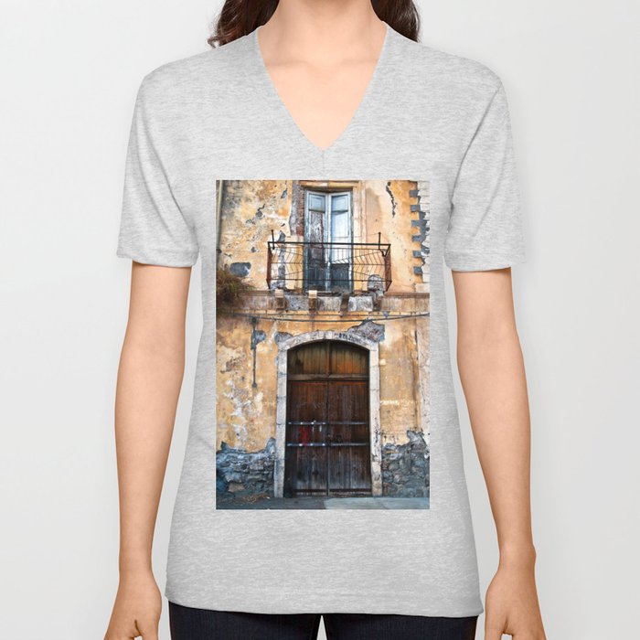 Sicilian facade of Taormina V Neck T Shirt