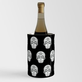Día de Muertos Calavera • Mexican Sugar Skull – White on Black Palette Wine Chiller