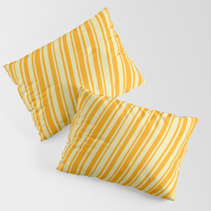 Pale Goldenrod and Orange Colored Lined/Striped Pattern Pillow Sham
