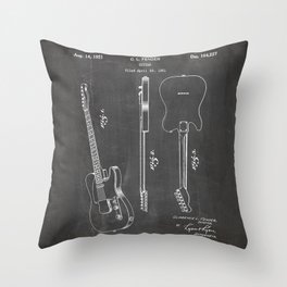 Electric Guitar Patent - Guitar Player Art - Black Chalkboard Throw Pillow