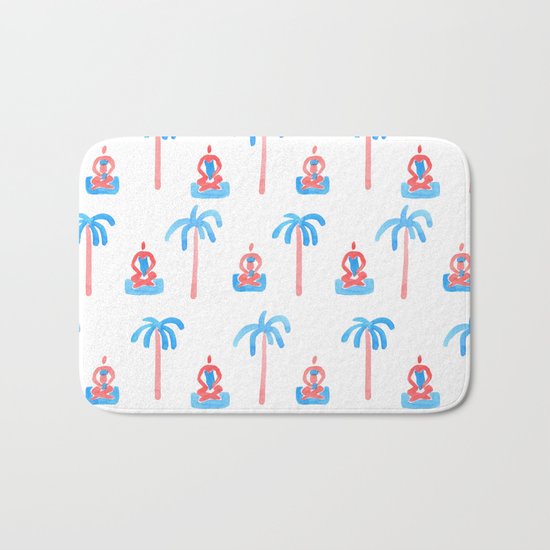 yoga watercolor pattern Bath Mat