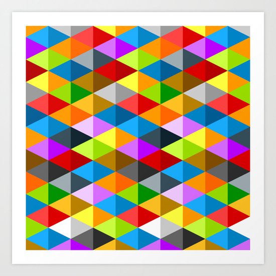 Modern bright funky colorful triangles pattern Art Print
