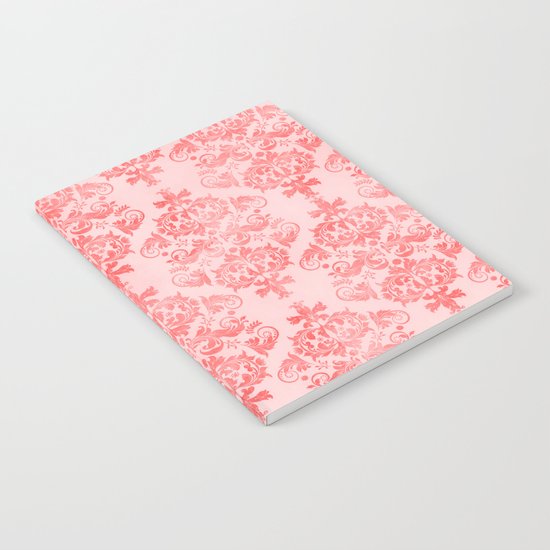 Vintage Retro Damask Watercolor Pattern Pastel Pink Notebook