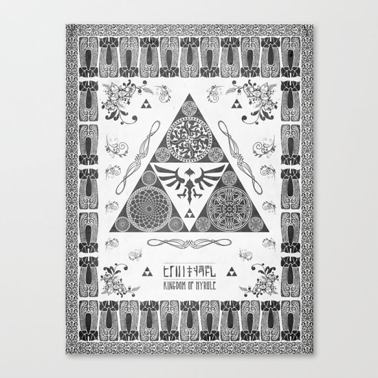 Legend of Zelda Kingdom of Hyrule Crest Letterpress Vector Art Canvas Print