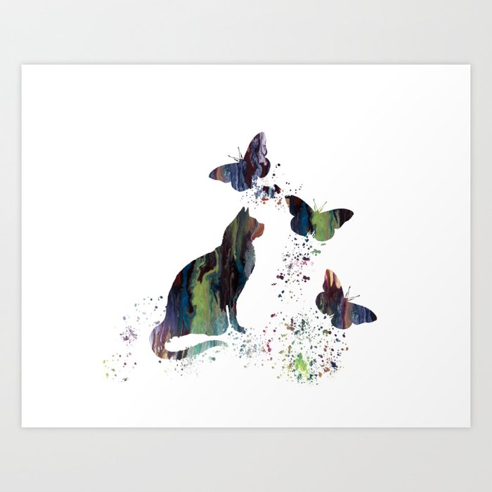 Colorful Cat Art Art Print By Thejollymarten Society6,Poses Cat Laying Down Drawing