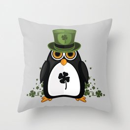 Saint Patrick's Penguin Throw Pillow