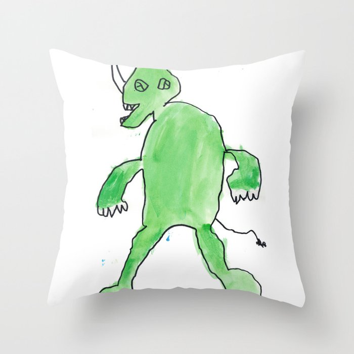 Greenzilla - Inspired by Godzilla, a monster who hates noise of all kinds. Throw Pillow