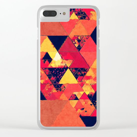 Pure fire- Red yellow black abstract Triangle pattern- Watercolor Illustration Clear iPhone Case