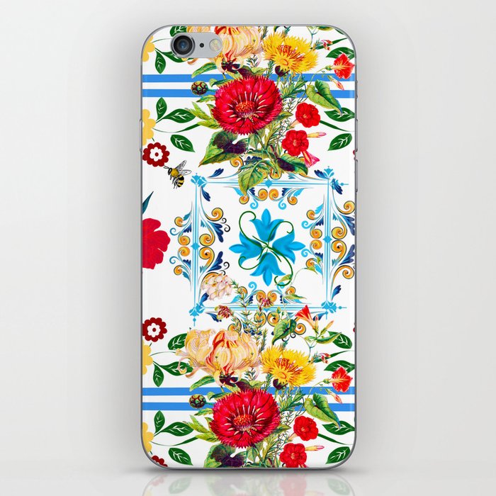 Italian,Sicilian art,majolica,tiles,Flowers iPhone Skin