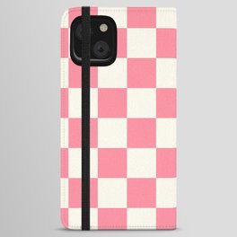 Pink Checkered Pattern iPhone Wallet Case