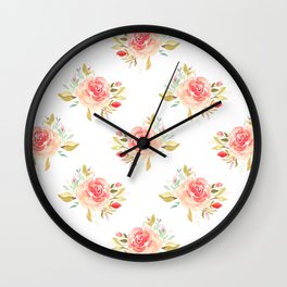 Watercolor rose Wall Clock