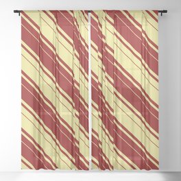 [ Thumbnail: Dark Red & Tan Colored Pattern of Stripes Sheer Curtain ]
