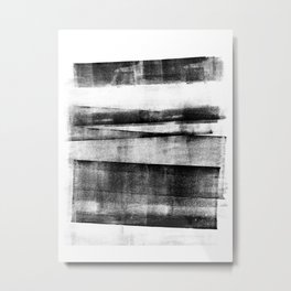 Black and Grey Layered Abstract Monotype Metal Print | Acrylic, Modern, Painting, Minimalist, Black And White, Stripes, Minimalism, Geometric, Abstract, Lines 