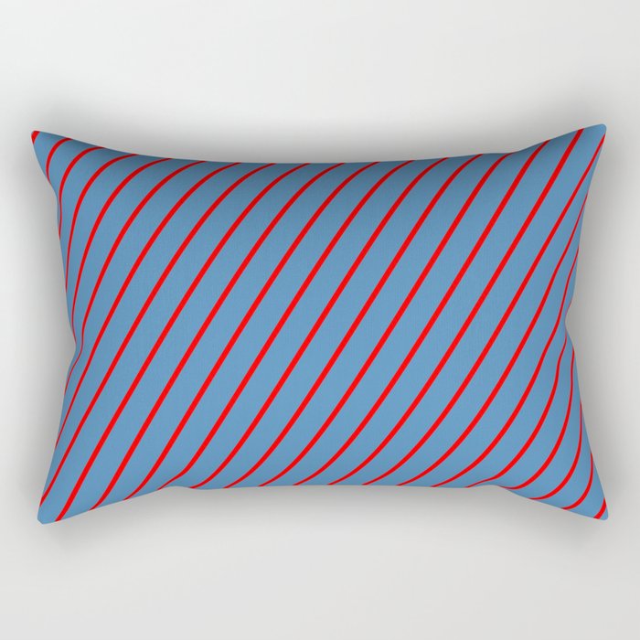 Red and Blue Colored Lines/Stripes Pattern Rectangular Pillow
