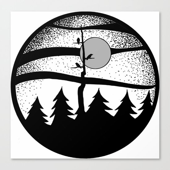 Raven Tree Monochrome Canvas Print