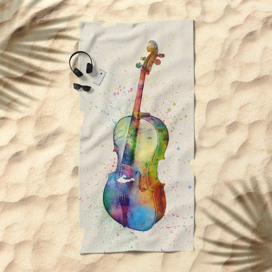 Cello Abstract Watercolor Beach Towel By Artpause Society6