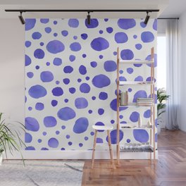 Blue Watercolor Scandi Polka Dot Pattern Wall Mural