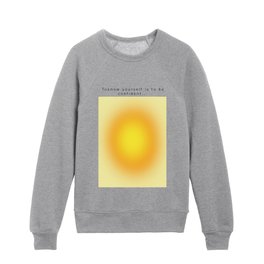  Healing With Orange and Yellow Aura Gradient Ombre Sombre Abstract Kids Crewneck