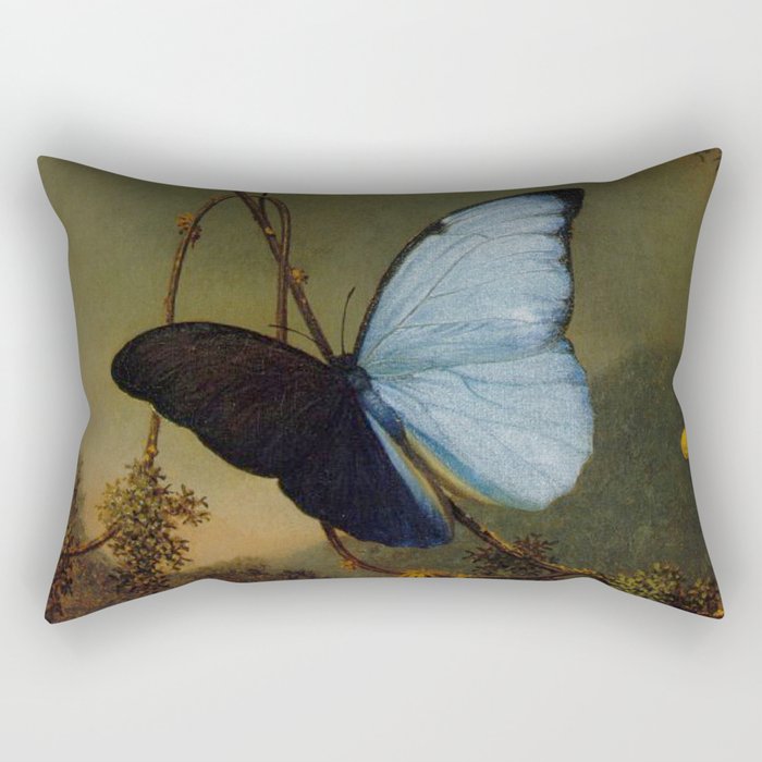 Blue Morpho Butterfly 1865 By Martin Johnson Heade | Reproduction Rectangular Pillow