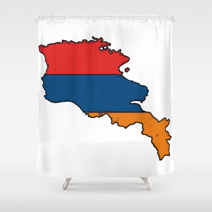 Armenia Map With Armenian Flag Shower Curtain