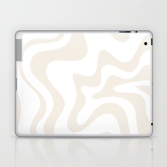 Liquid Swirl Abstract Pattern in Pale Beige and White Laptop & iPad Skin