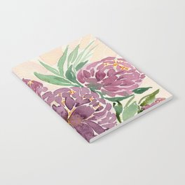 Dark Purple Peony Style Floral Cottage Mix Notebook