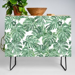 Monstera Leaf Tropical Print Credenza