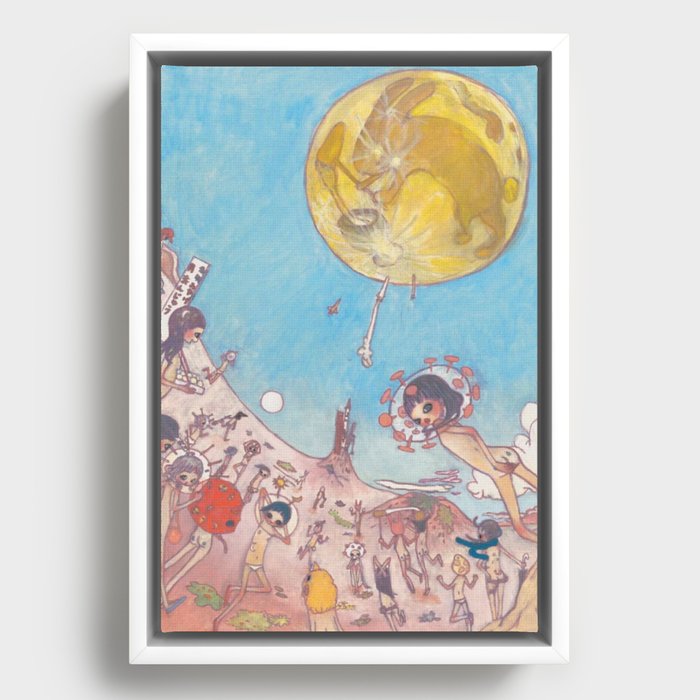 aya takano moon painting Framed Canvas