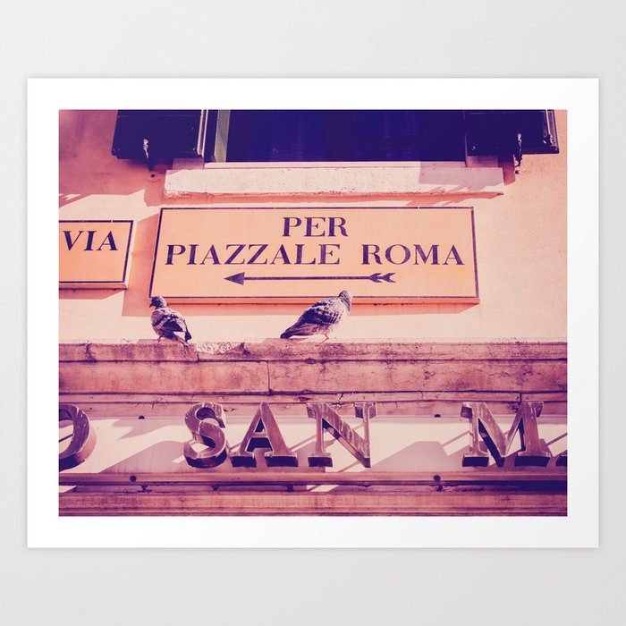 Italian Sign In Venice Fine Art Print Art Print