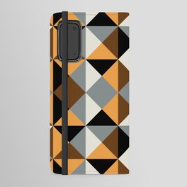 Geometrical gingham checked yellow and grey Android Wallet Case