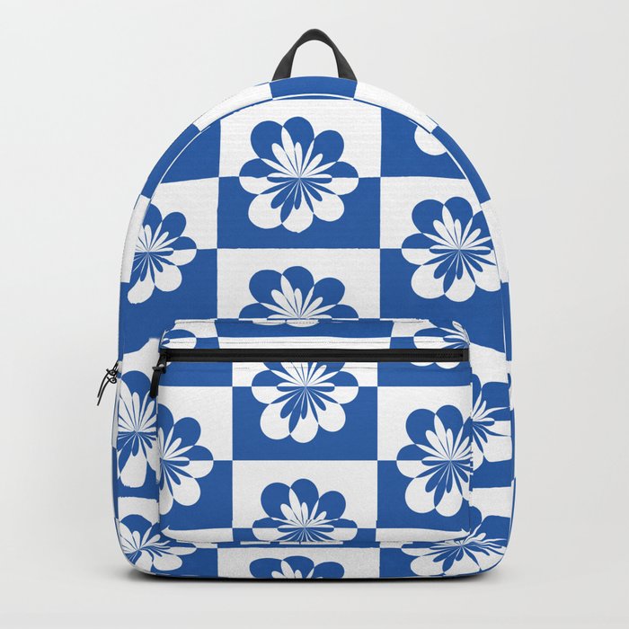 Retro Floral Pattern - White Blue 2 Backpack