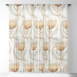 Bohemian Sunflower Pattern Sheer Curtain