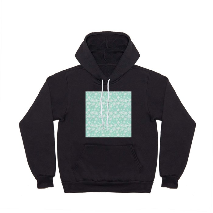 Modern Elegant Mint Green White Abstract Floral Hoody
