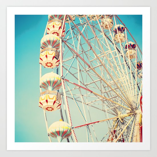 Honey Bunny, Ferris Wheel on Blue Sky Art Print