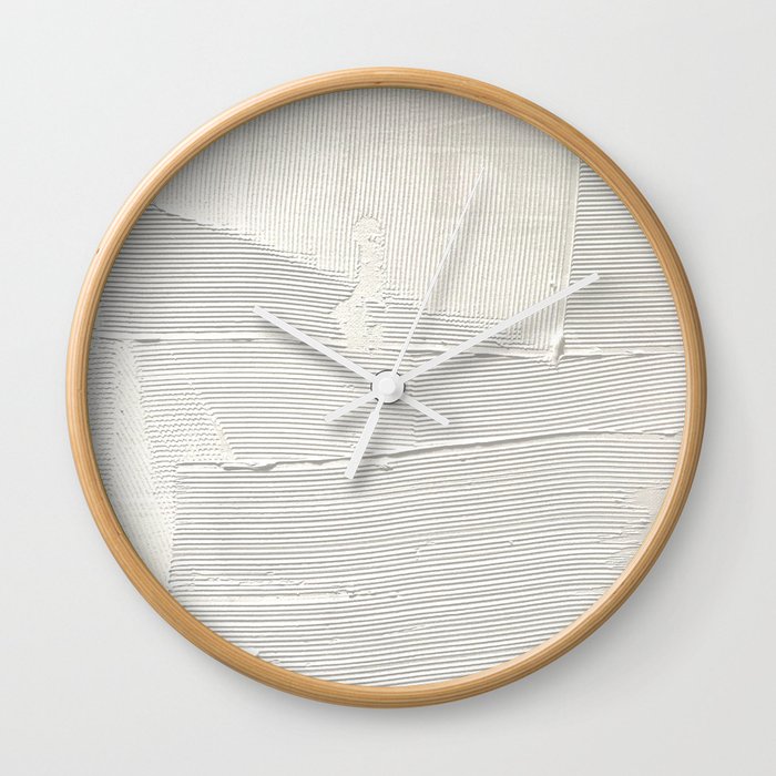 Relief [1]: an abstract, textured piece in white by Alyssa Hamilton Art Wall Clock