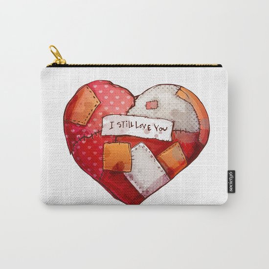 Heart with patches. Valentines day illustration. Carry-All Pouch