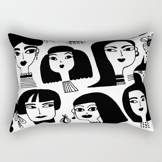 GIRLS AND ONE CAT Rectangular Pillow