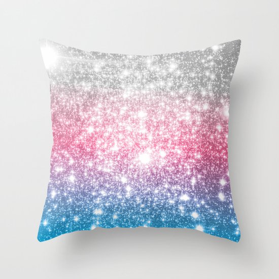 Galaxy Sparkle Stars Cotton Candy Throw Pillow By Vintageappeal623