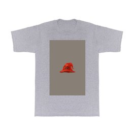 Trick or Treat Creepy Cat on Red Witch Hat on Pastel Clay Brown T Shirt