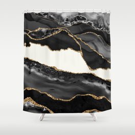 In the Mood Black and Gold Agate Shower Curtain