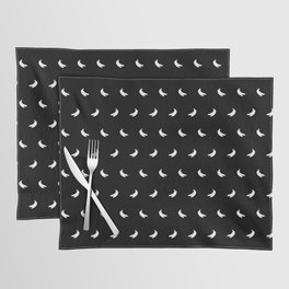 Silhouettes of Small Black Bananas on White Background Placemat
