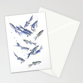 Fish art Danio zebra fish, gray-blue aquatic beach home decor Stationery Card