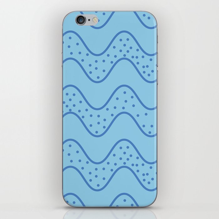 Abstract Dotted And Plain Wavy Lines Pattern - Cornflower and Blue iPhone Skin
