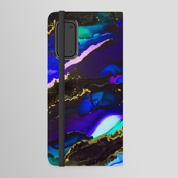 Blue Black Alcohol Ink Painting Android Wallet Case