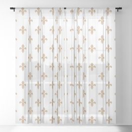 Fleur-de-Lis (Tan & White Pattern) Sheer Curtain
